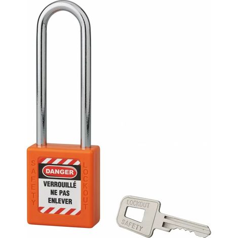 Cadenas de consignation 40mm orange anse acier 76mm 1 cle variée