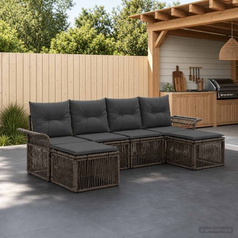 Set Divano da Giardino 6 pcs Grigio polyrattan vidaXL (1/5)