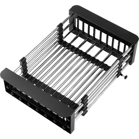 Panier de vidange d'évier Extensible, égouttoir télescopique pour évier de Cuisine, Panier de Rangement pour évier pour Vaisselle, légumes-Noir-S (1/5)