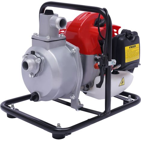 Pompe à eau à essence, moteur 2 temps, 43 cc, 1,25 KW (1,7 ch) - Pompe de jardin portable haute performance - 10 m³/h d'écoulement - 30 m - puissance d'aspiration 8 m pour l'irrigation (1/5)