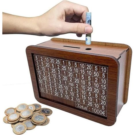 Tirelire décorative en bois naturel faite à la main pour enfants, boîte d'économie d'argent, compteur de shorts, poulet (1/4)