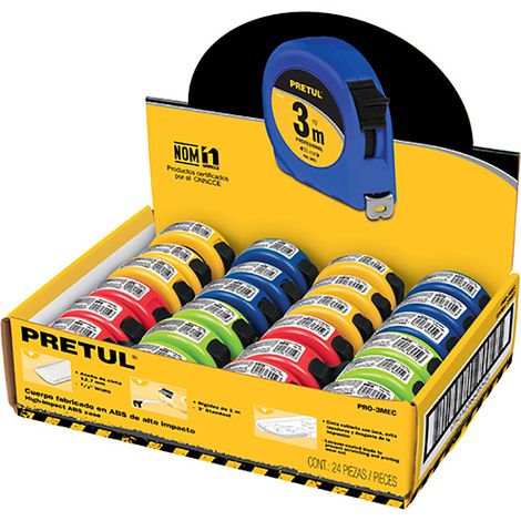 Juego 24 flexómetros de 3 m - Cinta 13 mm