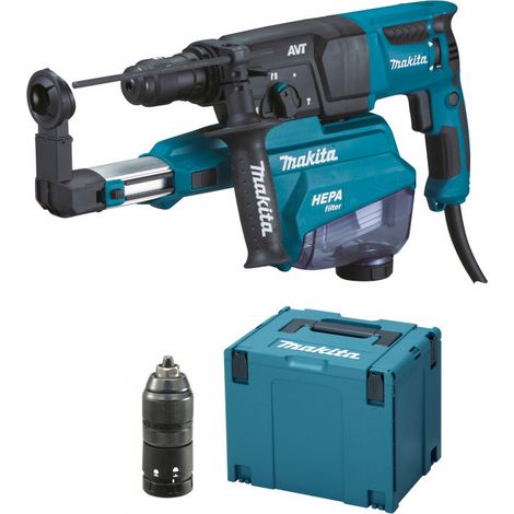 800W Meißelhammer 26 mm 2,4J MAKITA + Kit Absaug- und Abziehvorrichtung - HR2653TJ14
