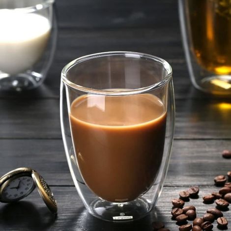 Tasse en verre transparent à double paroi résistante à la chaleur 350 ml - Tasse à café de bière (1/2)