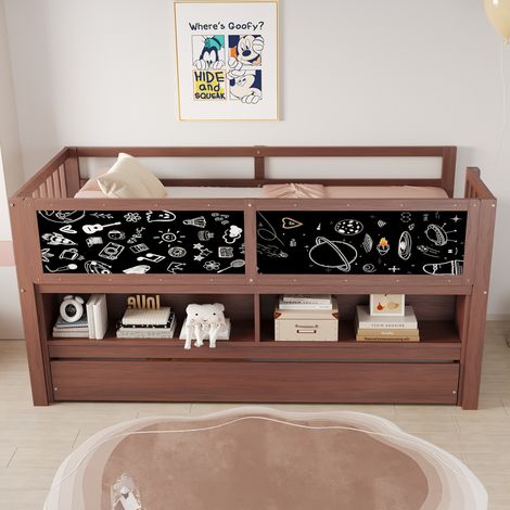 CHICFURN Letto a casetta per bambini 90x200 cm in legno marrone con estraibile e contenitori (1/5)