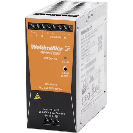 Weidmuller PRO MAX 240W 48V 5A fuente de alimentación sobre carril