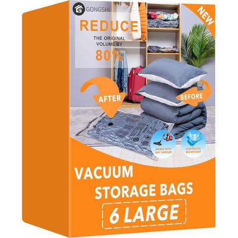 Lot de 6 grands sacs de rangement sous vide, sacs de compression pour couvertures, couettes, oreillers, vêtements