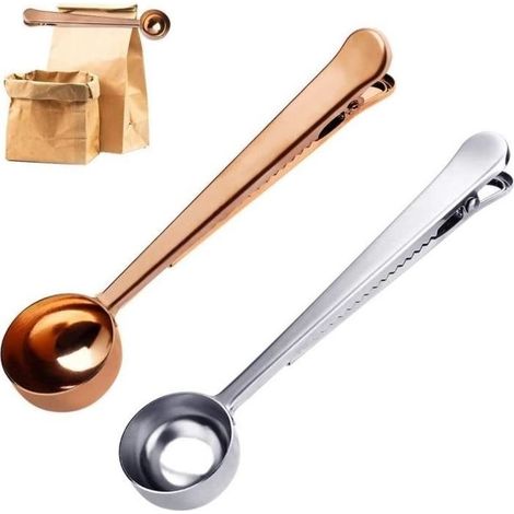 Spoons to Coffee - Non specifie - Set of 2 - Gold and Dorecompatibility - Clip of Closure - stainless steel