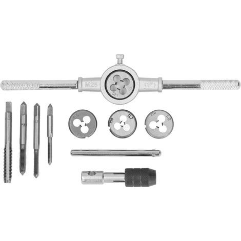 Gewindeschneid-Set M4 M5 M6 M8 aus Stahl, metrisches Werkzeug, Gewindeerneuerung, Reparaturset, 10-teilig (1/5)