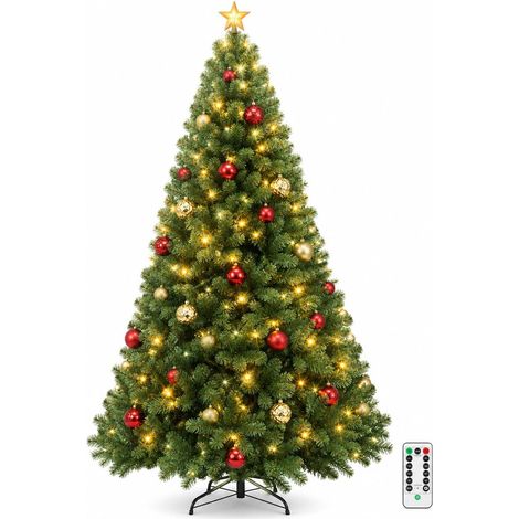 Sapin de Noël vert 6 pieds pré-éclairé avec étoile et décorations, montage simple, salon intérieur (1/5)