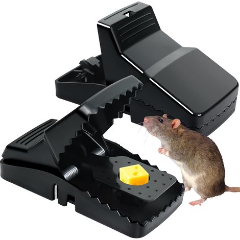 Lot de 2 pièges à rats XXL 21 cm, extra larges, réutilisables, noirs (1/5)