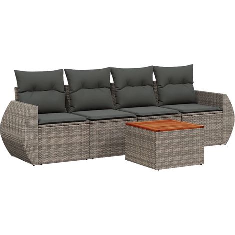 Maison Exclusive - 5-tlg. Garten-Sofagarnitur mit Kissen Grau Pol