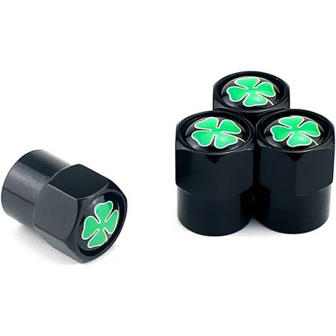 (Noir) Lot de 4 bouchons de valve de pneu AQTQAQ en forme de trèfle à 4 feuilles pour jantes en alliage, étanches à la poussière, compatibles avec la plupart des voitures (1/5)
