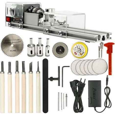VURAHOME - Ophir mini tour machine-outil bricolage travail du bois tour à bois fraiseuse meulage perles de polissage perceuse ensemble d'outils rotatifs kd020w (1/4)
