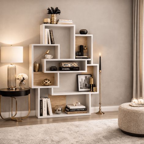 Bücherregal Barce Weiße Eiche Melamin 101x132x22 cm