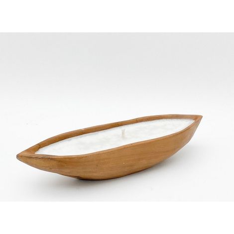 Root Boat Bowl with Candle - L12 x W40 x H8 cm - Teak