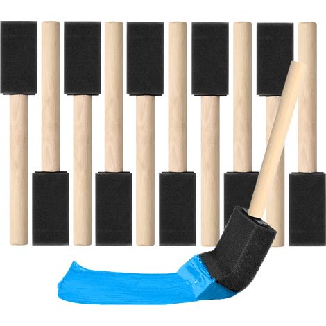 Lot de 10 pinceaux en mousse avec manche en bois pour peinture DIY, bricolage et céramique - pour les enfants, les artistes et les artisans (1/5)