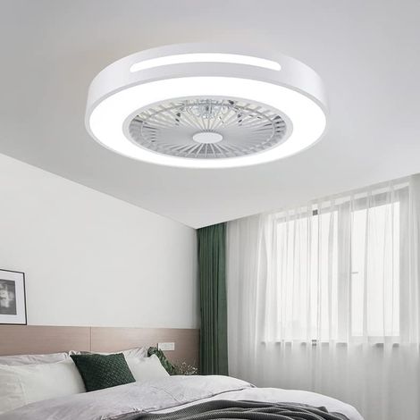Ventilateurs de Plafond Avecpes, Télécommande Et Application Ventilateur de Plafond Fermé 3 Vitesse Réglable Ventilateur Moderne Éclairage de Plafond Conduit 72W Ventilateur Silencieux Pour Cha(Blanc) (1/5)
