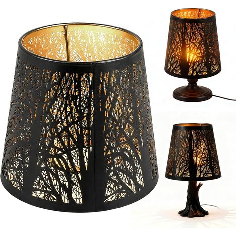 Metal Shade E27 Vintage Iron Tree Shade Hollow Design Lamp Shade for Floor Lamp Bedroom Decoration 7.5x5.9x5.1 inch Black (1/5)