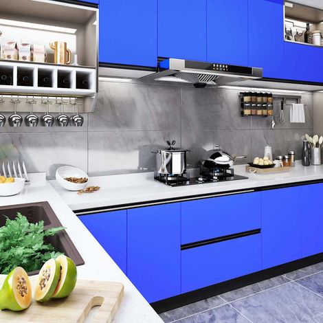 Film autoadhésif pour meubles Bleu brillant 500x90 cm PVC (1/4)