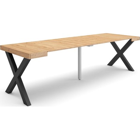 Skraut Home - Consolle allungabile, Tavolo consolle allungabile , 260, Per 12 persone, Gambe in legno, Stile moderno, Rovere (1/5)