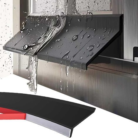 Bande d'étanchéité coupe-pluie extérieure en caoutchouc pour porte avec rebord - Déflecteur de pluie autocollant pour fenêtre - Bande barrière d'eau résistante aux intempéries - Pour rebord de fenêtre