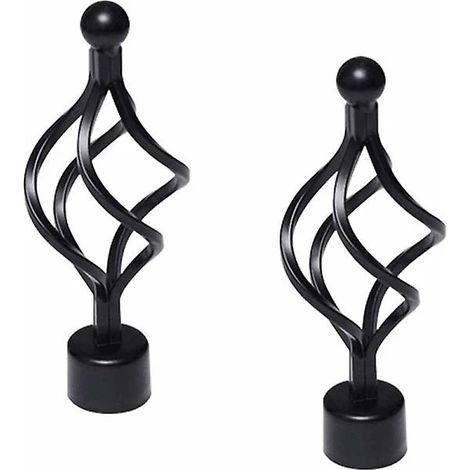 Filiyano-2 embouts décoratifs noirs vintage pour tringle à rideaux en métal de 28 mm de diamètre (motif cage torsadée) (1/4)