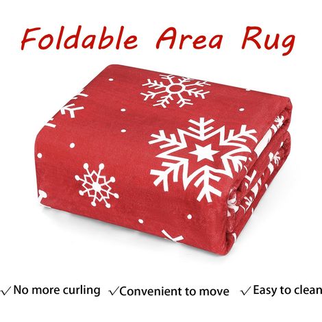 Tapis de Noël rond antidérapant lavable en machine, motif flocon « Merry Christmas » bordeaux, doux moderne poils ras pour salon/entrée – Ø120 cm – bordeaux – Allemagne (1/5)