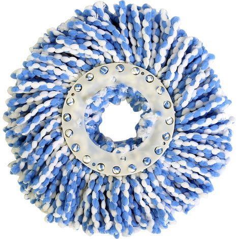 Tête de rechange microfibre pour balai rotatif 360°, nettoyage magique, bleu et blanc, balai tournant pour sols (1/5)