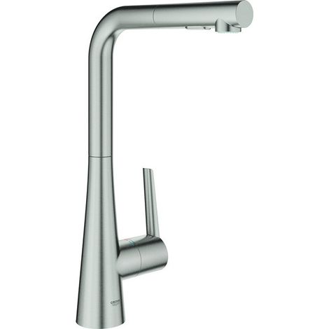 Mitigeur d'évier Zedra 32553 L-sortie Douche de rinçage acier