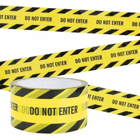 Warnband, 4,8 cm x 25 m ZUTRITT VERBOTEN Klebeband Sicherheitsband Gelbes Markierungsband für den Einsatz an Arbeitsplätzen und in Gefahrenbereichen (Schwarz/Gelb)