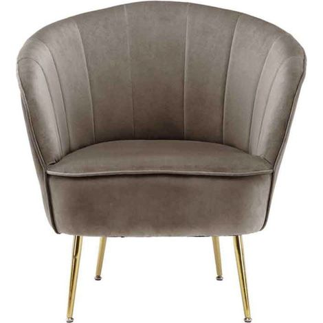 Fauteuil Design en Velours "Poola" 78cm Taupe (1/5)