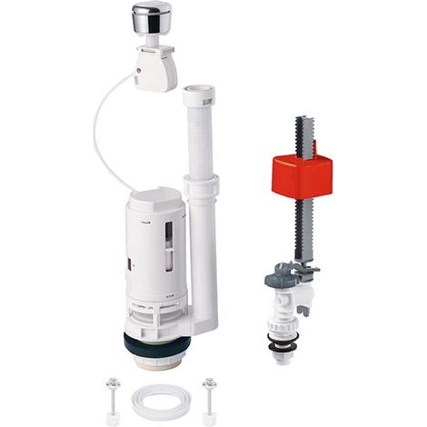 Meccanismo doppio scarico wc CAVO per vaso MONOBLOCCO + Galleggiante BASSO - CR (1/3)