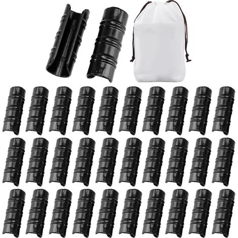 30 Pieces of Black Plastic Pipe Clips, 1 Piece of Storage Bag, Garden Greenhouse Fixing Clips, Greenhouse Film Clamping Snaps, Greenhouse Accessories. (1/5)