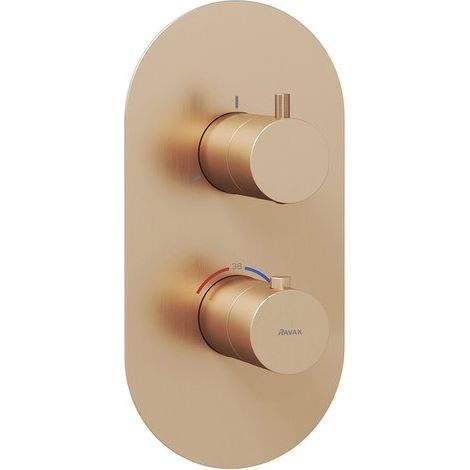 Ravak Espirit - Mezclador termostático, empotrado, para 3 aparatos, oro rosa cepillado X070363 (1/4)