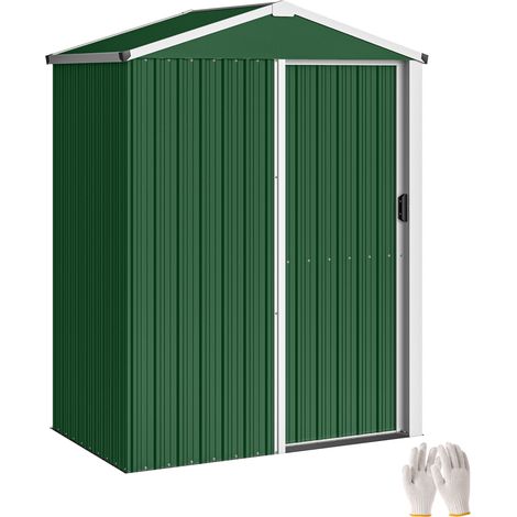 Abri de jardin en acier 1.1m² avec porte coulissante verrouillable 136x87x179 cm Vert