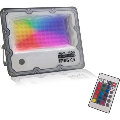 Faro LED RGB da Esterno con Telecomando 15 Colori, IP65, 50-200W 50W