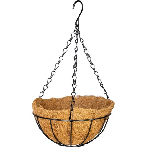 Aufhänger Strend Pro, Halter für Blumentopf, Stahl/Kokos, hängend, mit Kette und Haken, 20 cm