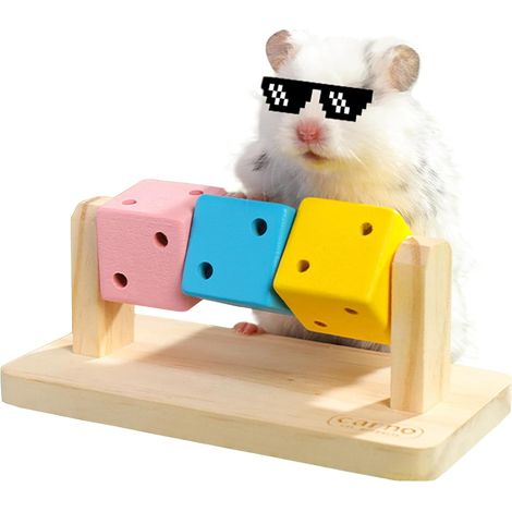 Juguetes de enriquecimiento para hámsteres, juguetes para roer para hámsteres, accesorios de madera para jaulas de animales pequeños, para hámsteres sirios y enanos, jerbos y ratas.