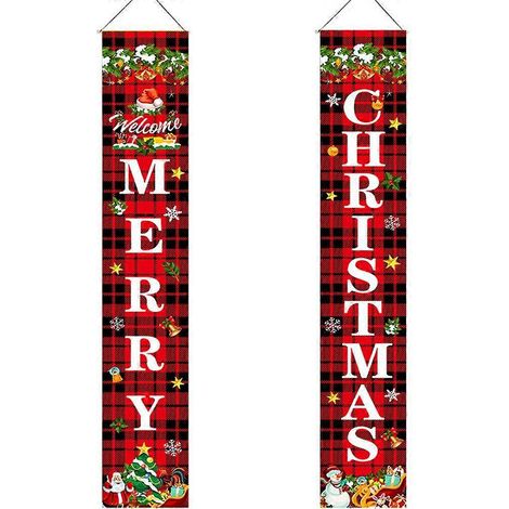 1 paire de couplets décoratifs sur le thème de Noël pour porte ou porche-180x30cm