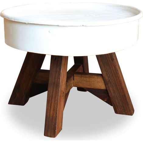 Table basse de salon Bout de canapé Tables d'appoint pour chambre Bois de récupération massif 60 x 45 cm Blanc XTT398 (1/5)