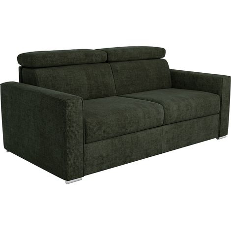 Divano letto 3 posti express in tessuto verde abete Letto 140 cm Materasso 14 cm - VIZIR