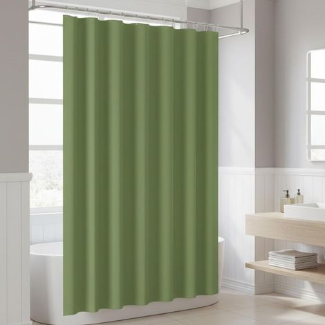 Rideau de douche imperméable avec 12 crochets en plastique pour cabine de baignoire, facile à nettoyer, 180 x 180 cm (1/4)