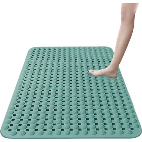 Tapis de douche rectangulaire antidérapant à ventouses, séchage rapide, picots ronds en relief, douceur au toucher, 36 x 69 cm, Vert (1/4)