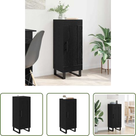 Buffet chêne noir - Buffet Chêne noir 34,5 x 34 x 90 cm Bois d'ingénierie et fer (1/5)