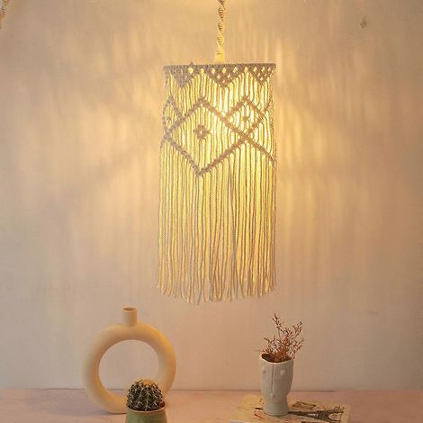 Abat-jour en macramé style bohème, suspension moderne, décoration pour bureau ou maison. (1/4)