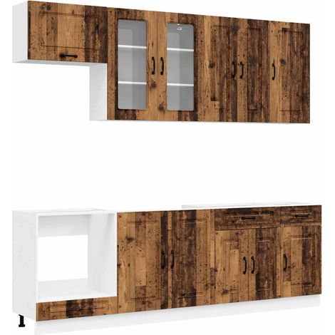 Kitchen Unit KALMAR 8 pcs Old Wood Engineered Wood vidaXL (1/5)