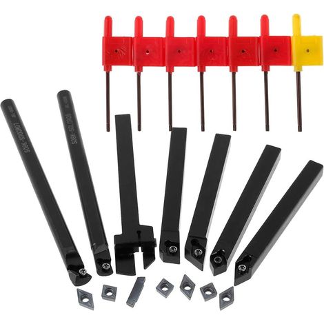 21pcs Porte-Outil De Tournage Tige Tour Set Barre D'Alésage Tournage Kit Tournage en Carbure Multifonctionnel Support Alésoir avec Inserts De Carbure, clés pour Outil de Tour (1/5)