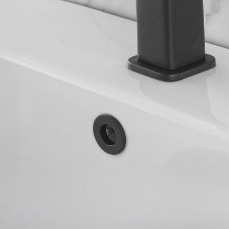Ghiera con foro nera opaca troppo pieno lavabo e bidet da 24 o 28 mm (1/5)