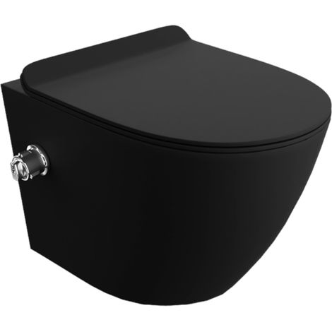 LAVITA Salto Black WC suspendu  L'abattant de WC à chute lente  WC suspendu sans bord  WC  370x490x395 cm  noir